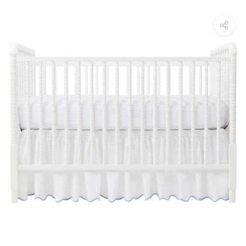Cornflower Pique Scallop Crib Skirt
