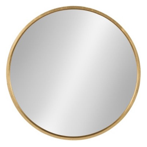 26" x 26" Travis Round Wood Accent Wall Mirror Gold - Kate and Laurel