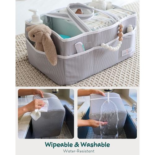 Lily Miles Baby Diaper Caddy - Large Organizer Tote Bag for Newborn essentials Boy or Girl - Baby Shower Basket - Nursery Must Haves - Registry Favorites - Newborn Caddie Car Travel