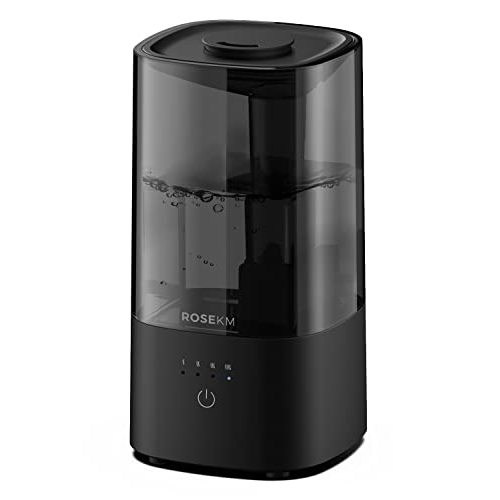 ROSEKM Humidifiers for Bedroom, Cool Mist Humidifier for Home Plant and Baby Nursery, Quiet Ultrasonic Humidifier with 360° Nozzle, Auto Shut-Off, Filterless, Black