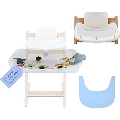 CATCHY - Stokke Tripp Trapp Bundle - 1 Catchy - The Food & Mess Catcher, 1 Silicone Placemat + 2 Suction Solvers - for ONLY The Stokke Tripp Trapp Highchair - Highchair Sold Separately