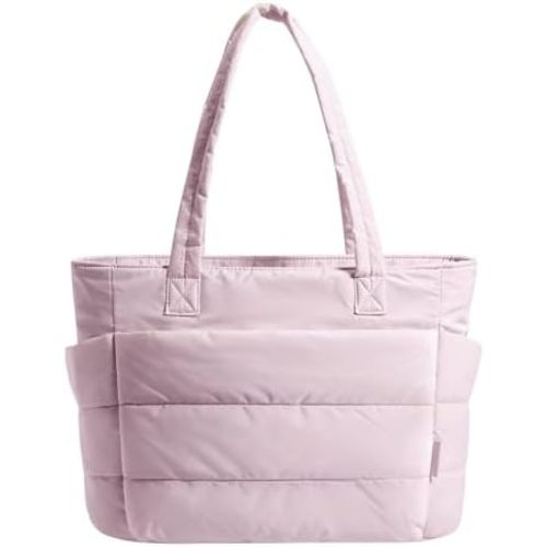 BAGSMART Tote Bag for Women, Lightweight Puffy Tote Bag with Compartments Shoulder Bag Handbag for Travel, Work, Gym,