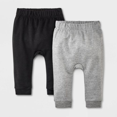 Baby 2pk Solid Jogger Pants - Cat & Jack™ Gray/black 0-3m