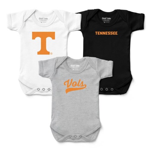 Tennessee Volunteers Chad & Jake Newborn & Infant Three-Pack Primary Logo Bodysuit Set - White/Gray/Black