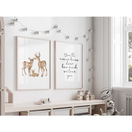 Deer Nursery Decor, Gender Neutral Nursery, Woodland Nursery, baby Animal Prints, Forest Animal Prints, Deer Nursery Prints, Nature Nursery
