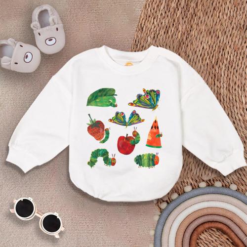 Caterpillar Fruit Baby Romper, Little Fruit Bodysuit, Baby Boho Natural Clothes, Baby Shower Gift, Pregnancy Announcement Shirt