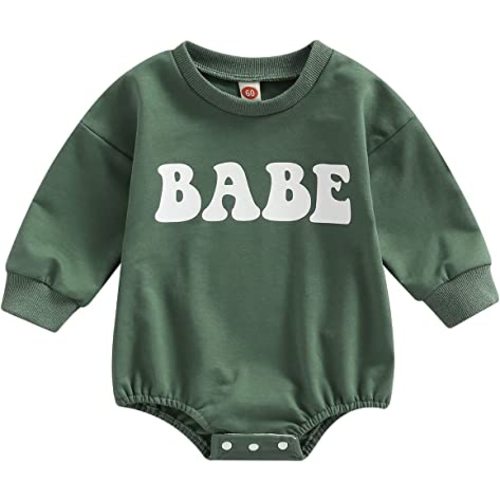 Newborn Baby Girl Boy Clothes Crewneck Sweatshirt Romper Babe/Rainbow Pullover Sweater Shirts Oversized Fall Clothes
