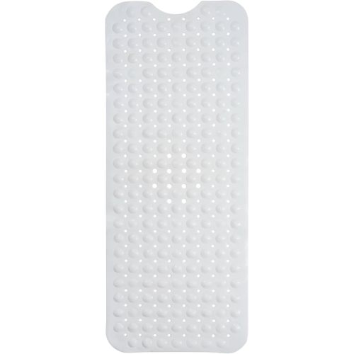 ENKOSI Bath Mat – 40 x 16 Inch Non-Slip Shower Mat for Bath Tub & Shower with Strong Suction Cups – Anti Slip Large Bathtub Mat with Drain Holes – for Smooth Floors Only (40x16 White)