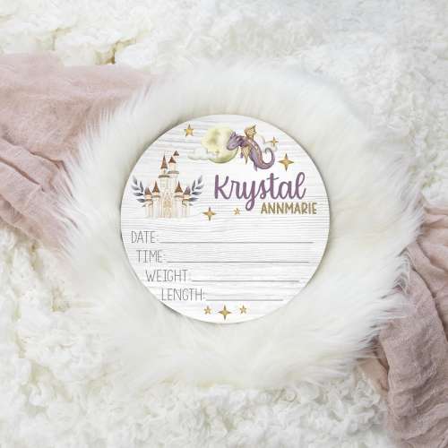 Girl Dragon Birth Stat Sign, Birth Stat Sign, Round Wood Birth Stat Sign, Dragon Birth Announcement, Personalized Birth Stat Sign G63