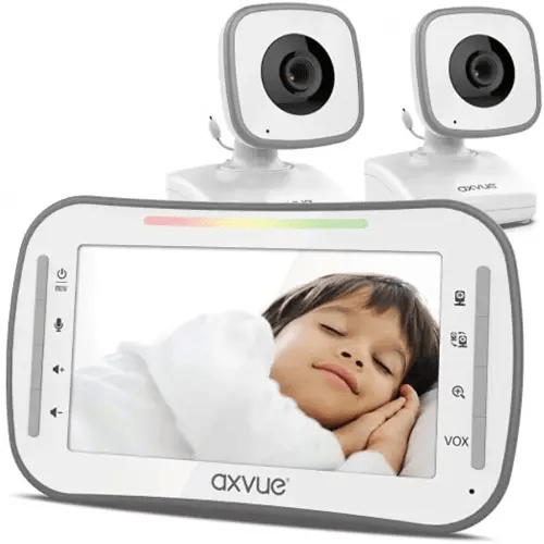 Axvue Video Baby Monitor, Comfortable Slim Design Handheld Enclosure, 4.3" Screen Monitor & 2 Camera, Range up to 1000ft, 12 Hour Battery Life, 2-Way Talk, Night Vision, Temperature Monitor, No WiFi.