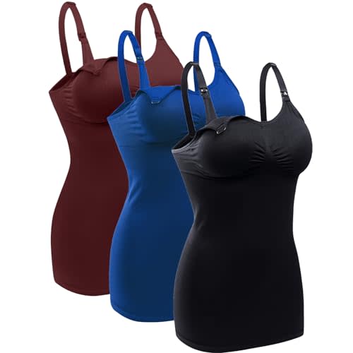 BRLIDO Womens Nursing Tank Tops Built in Bra for Breastfeeding Maternity Camisole Brasieres