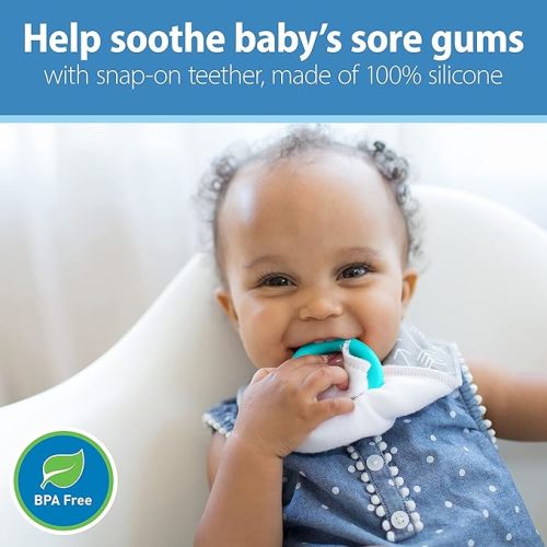 Dr. Brown's Super Soft & Absorbent Baby Bandana Bib with Snap-On Teether, 3m+, 2-Pack