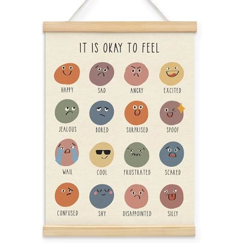 BIWSHA It Is Okay To Feel Poster Hanger Frame 12x16 Inch, Mental Health Classroom Must Haves for Teachers Wall Decor,Emotional Calming Corner Poster for Kids Room Playroom Nursery