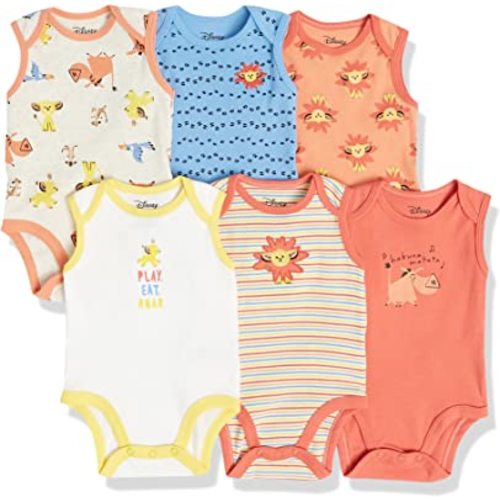 Amazon Essentials Disney | Marvel | Star Wars Unisex Babies Sleeveless Bodysuits, Pack of 6