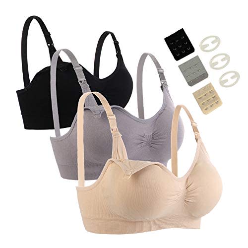 Seitop 3 Pack Nursing Bra for Woman, Seamless Breastfeeding Bras