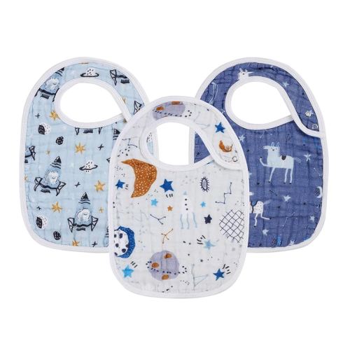 Snap Muslin Bibs for Baby Boys and Girls,100% Cotton Baby Bibs with 3 Absorbent & Soft Layers, Baby Boy Bibs for Infants,Newborns and Toddlers,Adjustable,Machine Washable, Starry Tales