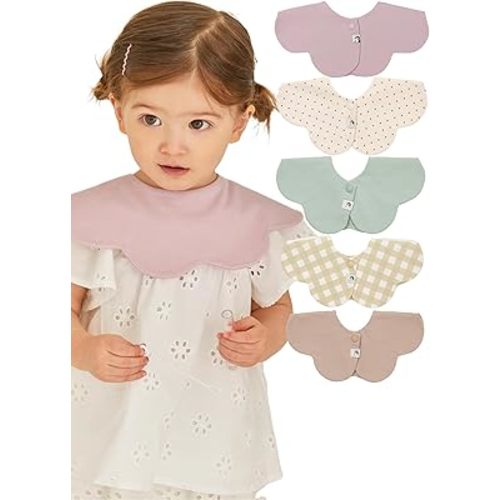 Konny Baby Bibs 5-Pack, 360 ° Rotate, Soft and Absorbent Bandana Drooling for Boys Girls baby Essentials
