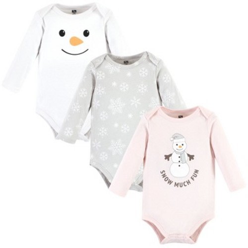Hudson Baby Infant Girl Cotton Long-Sleeve Bodysuits, Snow Much Fun, 0-3 Months