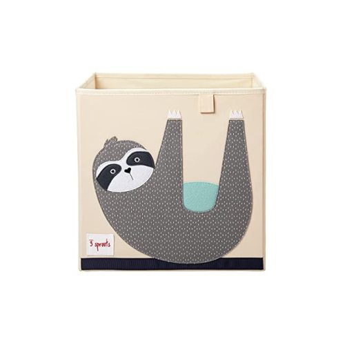 3 Sprouts Cube Storage Box - Organizer Container for Kids & Toddlers, Sloth