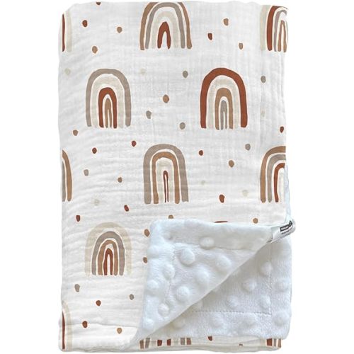Soarwg Kids Baby Blanket Unisex Newborn, Super Soft Nursery Minky Blankets with Muslin Cotton for Boys Girls, Toddler Baby Nursery Bed Blanket Shower Gifts, 30 x 40 Inch