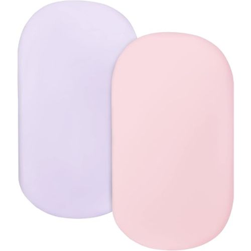 Bassinet Sheet Set 2 Pack Fitted Bassinet Sheets for Baby Girl, Universal Microfiber Soft Cradle Sheets for Oval Rectangle and Hourglass Bassinet Mattress, Pink and Violet