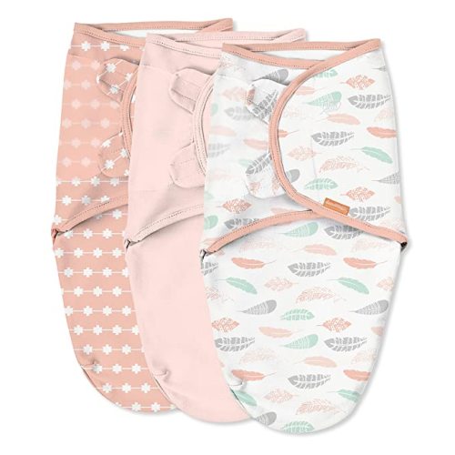 SwaddleMe by Ingenuity Original Swaddle - Size Small/Medium, 0-3 Months, 3-Pack (Coral Days)