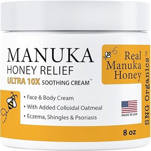 Manuka Honey Eczema Cream (8oz) Moisturizing Lotion Treatment Relief - Itchy, Dry Skin Healing Ointment - Skin-Soothing Moisturizer For Kids, Adults, Baby Body Mousse Honey Creme Eczema, Psoriasis