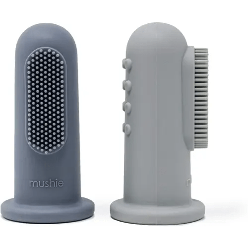 mushie Baby Finger Toothbrush (Tradewinds/Stone) 2-Pack