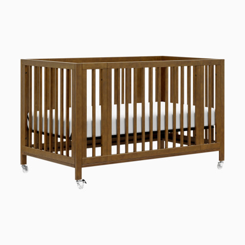 babyletto Rolli 9-in-1 Convertible All-Stages Crib with Bassinet & Toddler Bed Conversion Kits - Natural Walnut