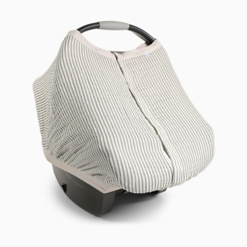 Little Unicorn Cotton Muslin Car Seat Canopy - Grey Stripe
