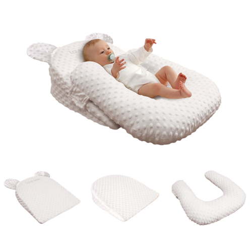 Baby Wedge Pillow for Support Wedge Pillow Baby Reflux Wedge Breastfeeding Nursing Pillow, Bottle Feeding, Clean and Hygienic Odor Resistant (White)