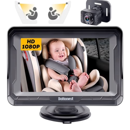 DoHonest Baby Car Camera HD 1080P - Rear-Facing Car Baby Monitor with Night Vision, Adjustable View Angle, Easy Setup, Anti-Glare Display, Safety for Kids & Infants