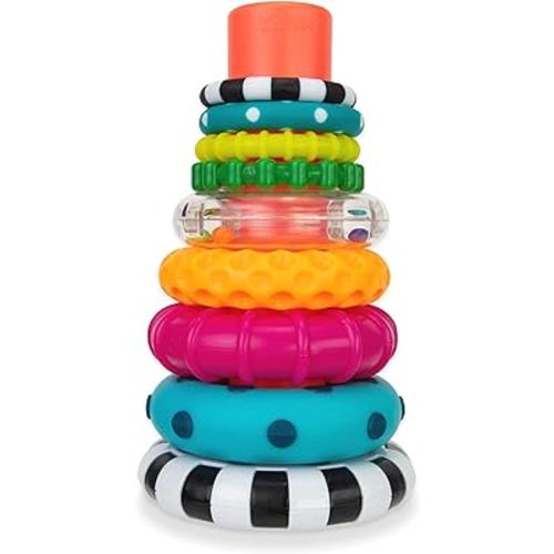 Sassy Stacks of Circles Stacking Ring STEM Learning Toy, Age 6+ Months, Multi, 9 Piece Set