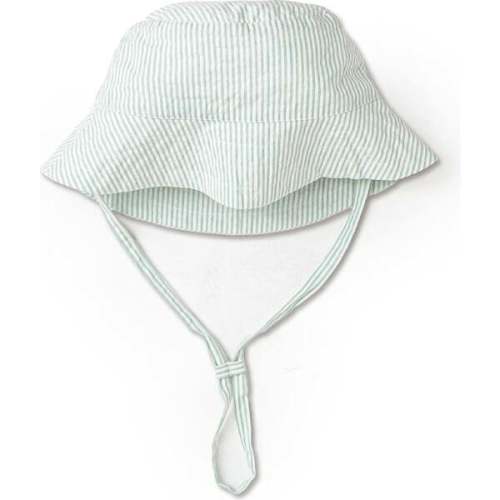 Organic Bucket Sun Hat, Green Stripes - Makemake Organics | Maisonette