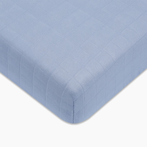 babyletto Crib Sheet in GOTS Certified Organic Muslin Cotton - Dewdrop