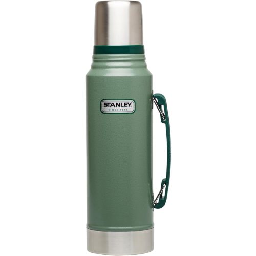 Stanley Heritage Classic Vacuum Bottle with Handle 1.1 qt | Wide Mouth with Leakproof Cup Lid | Keep Drinks Hot or Cold for Travel | Insulated Stainless Steel Thermos | BPA-Free | Hammertone Green