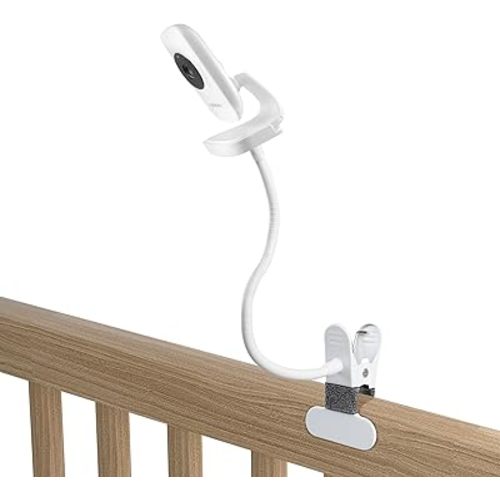 Flexible Clip Clamp Mount Compatible with HelloBaby HB50 - Baby Monitor Holder/Shelf/Stand for Crib Nursery 360°