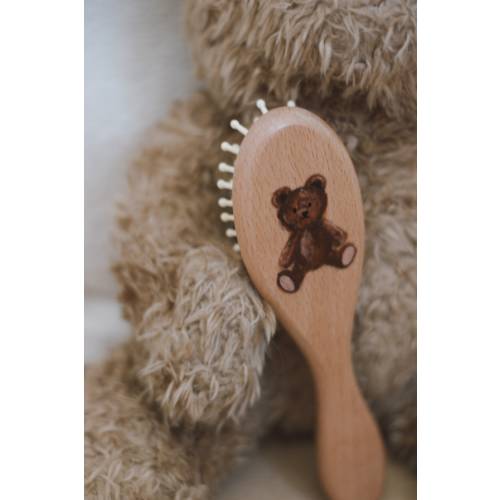 Teddy Hand Painted Wooden Baby Hair Brush | Custom Baby Gift | Custom, Personalized Baby Brush | Baby Shower Gift | Baby Keepsake Gift