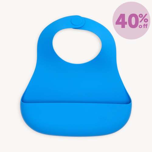marine blue silicone magnetic feeding bib – Magnetic Me