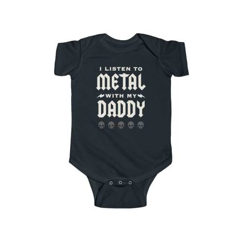 I Listen To Metal With My Daddy | Heavy Metal Baby Clothes | Alternative Baby Shower Gift | Rock Star Baby | Gothic Black Bodysuit