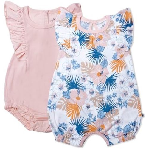 HonestBaby Romper and Ruffle Bodysuit Dress 100% Organic Cotton for Infant Baby and Toddler Girls
