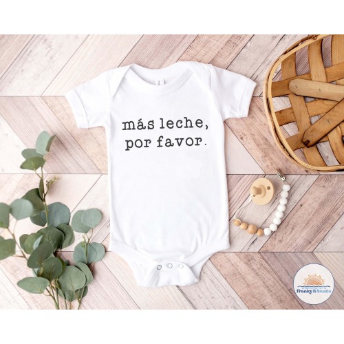 Mas Leche Porvafor Onesie®, Spanish Onesie®, Funny Spanish Baby Shower Gift, Funny Baby Onesie®, Typewriter Onesie®,