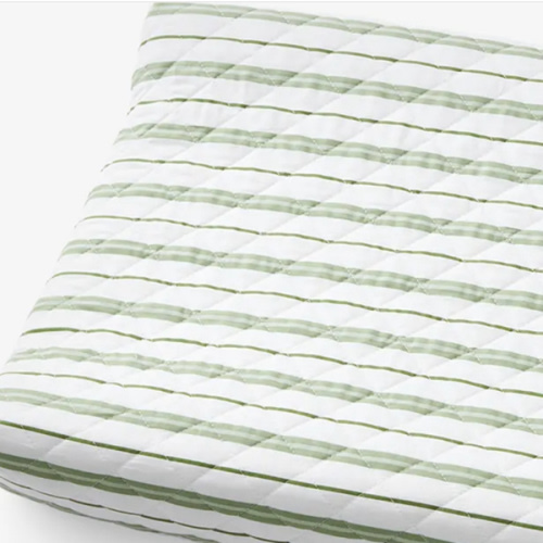 Vertical Stripes Classic Cool Organic Cotton Percale Quilted Changing Pad Cover