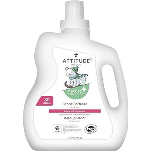 ATTITUDE Baby Fabric Softener, Plant and Mineral-Based Ingredients, HE Compatible, Vegan and Cruelty-free Laundry and Household Products, Unscented, 80 Loads, 67.6 Fl Oz