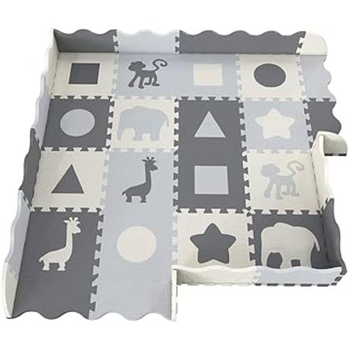 Soft Foam Baby Play Mat (0.4 Inch Thick) | Perfect Playmat for Tummy Time & Crawling - Thick Padded Tiles Protect Infants & Toddlers from Hard Floors - Clean & Modern Design