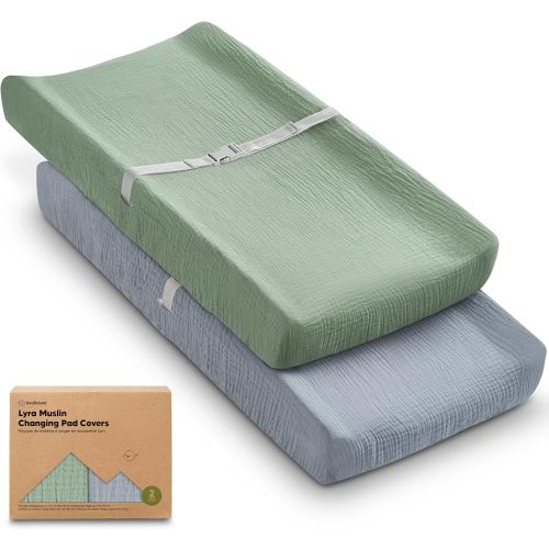 Amazon.com: 2-Pack Muslin Diaper Changing Pad Covers Boy, Girl – Soft Breathable Muslin Cotton Changing Table Cover, Organic Baby Changing Pad Sheets, Contoured Change Pads Liners Washable 34 x 18 (Slate) : Baby