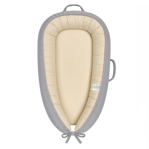 Infant Lounger, Portable Infant Beds, 100% Cotton, Breathable & Reversible, Baby Lounger for Newborn, Adjustable Baby Floor Seat for Tummy Time, Essentials for Newborns