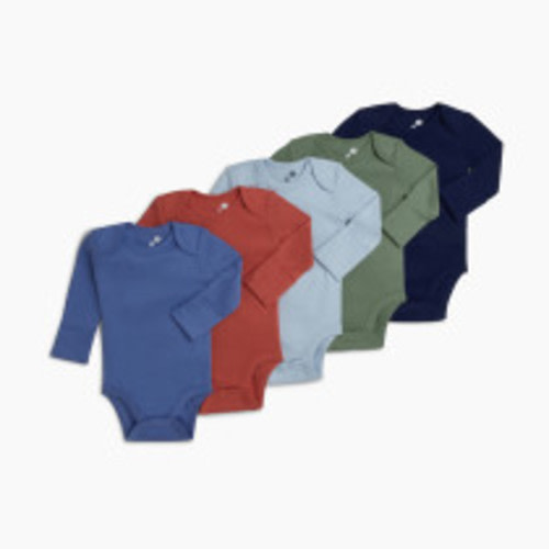 Small Story Long Sleeve Bodysuit (5 Pack) - Blue Hues, 3-6 M