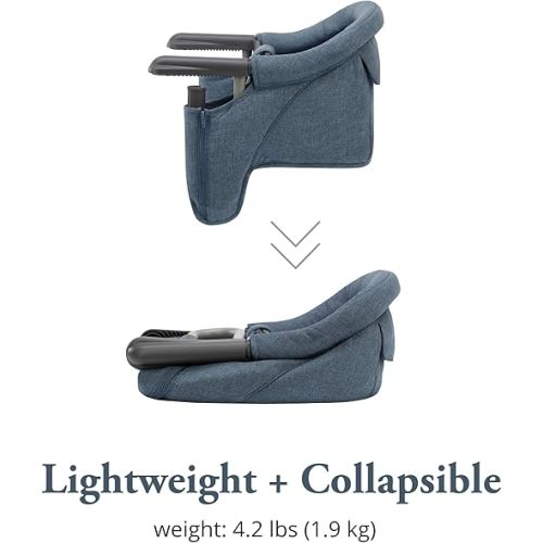 Inglesina Fast Table Chair, Slate Blue Melange - Portable High Chair for Baby & Toddlers 6-36 Months - Fits Tables 0.8'' - 3.5'' - Collapsible and Compact Design Space Saving - Travel Bag Included