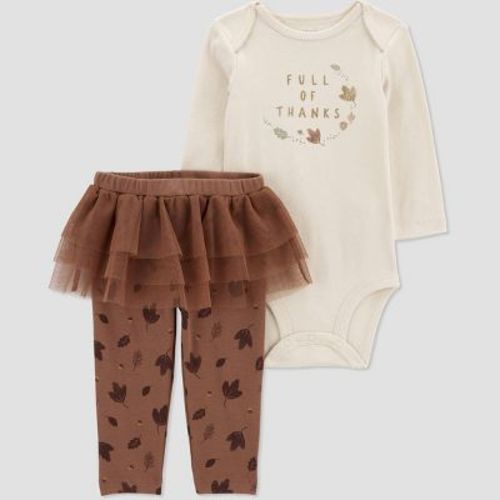 Carter's Just One You® Baby Girls' Tutu Top & Bottom Set - Brown/cream 9m